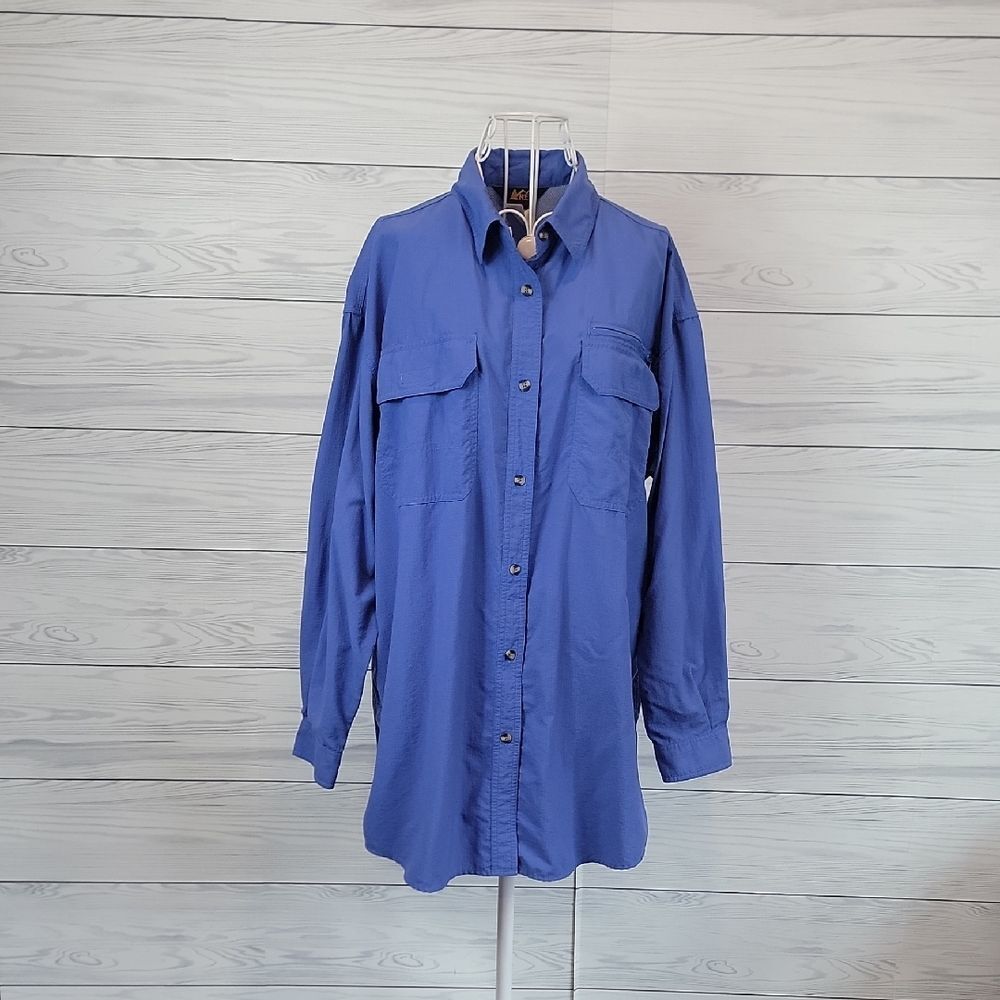 REI Vintage Button-Up Fishing Shirt Vinted - Hyacinth Blue Womens Size L